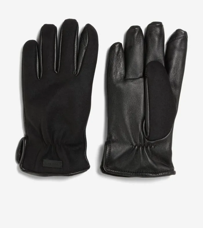 Men Hats Cole Haan Wool Back Leather Glove Caviar