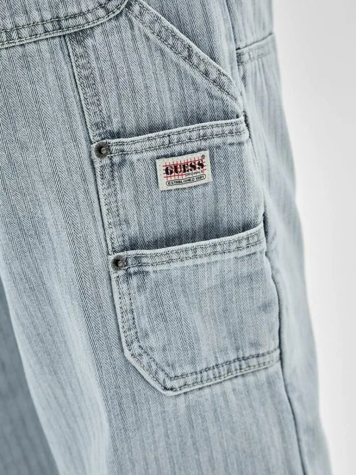Men Herringbone Carpenter Denim Pant Light Blue Guess Regular And Relaxed