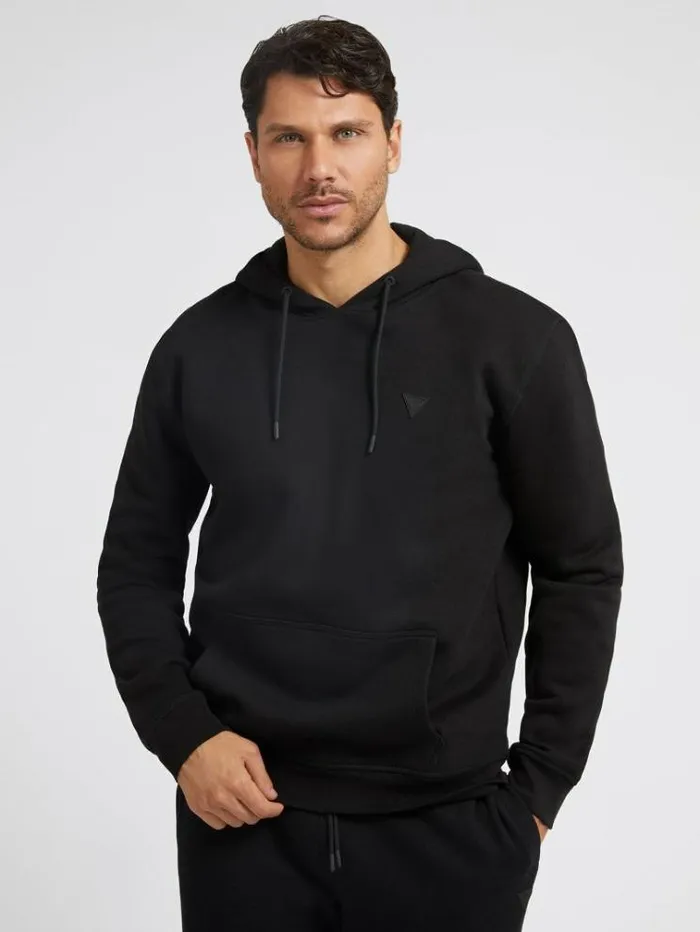 Men Hooded Sweatshirt Black Guess Knitwear And Sweatshirts