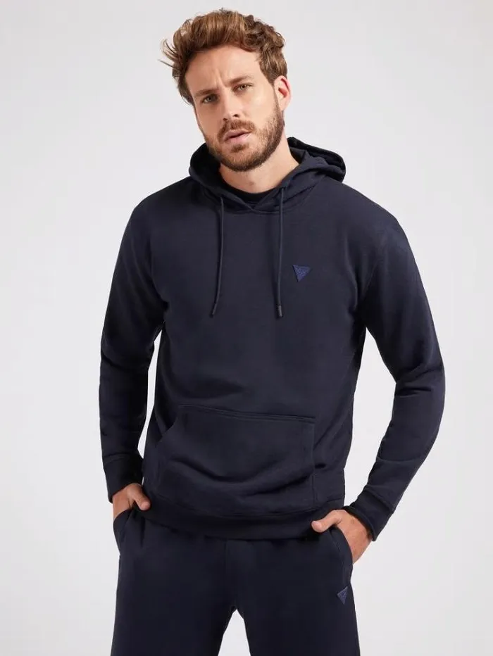 Men Hooded Sweatshirt Dark Blue Guess Knitwear And Sweatshirts