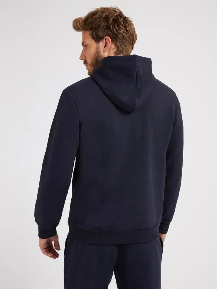 Men Hooded Sweatshirt Dark Blue Guess Knitwear And Sweatshirts
