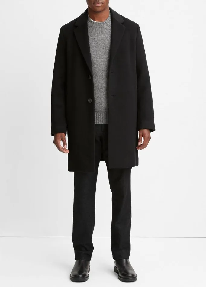 Men Jackets and Outerwear Vince Classic WoolBlend Coat Black