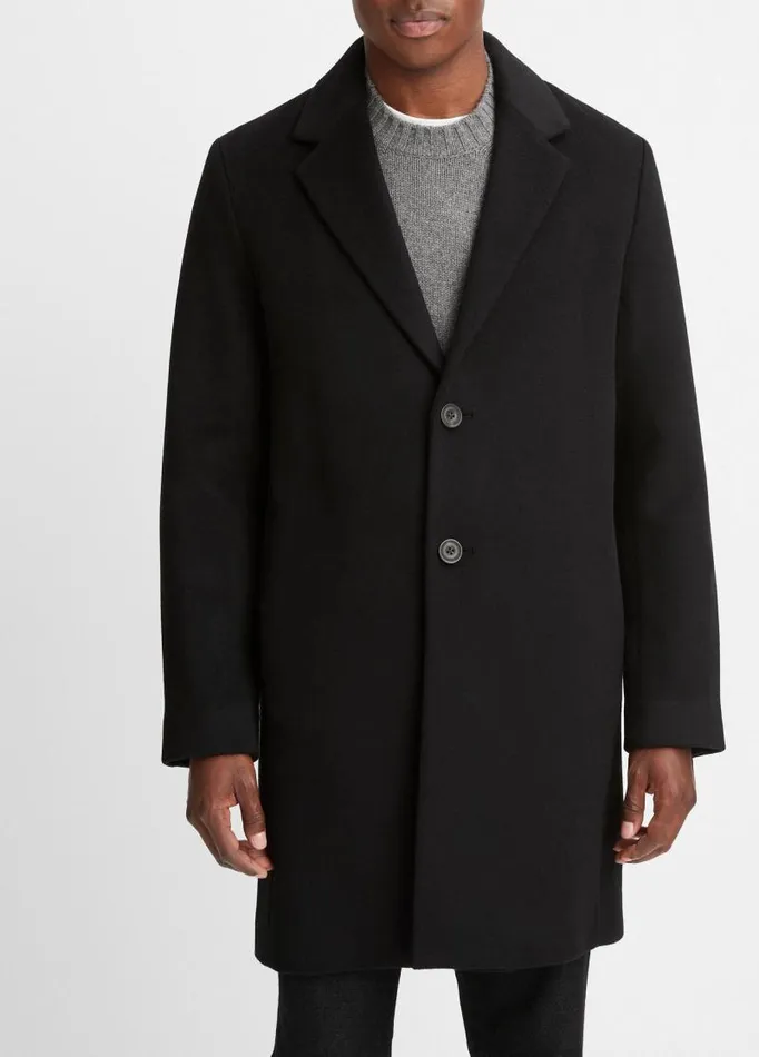 Men Jackets and Outerwear Vince Classic WoolBlend Coat Black