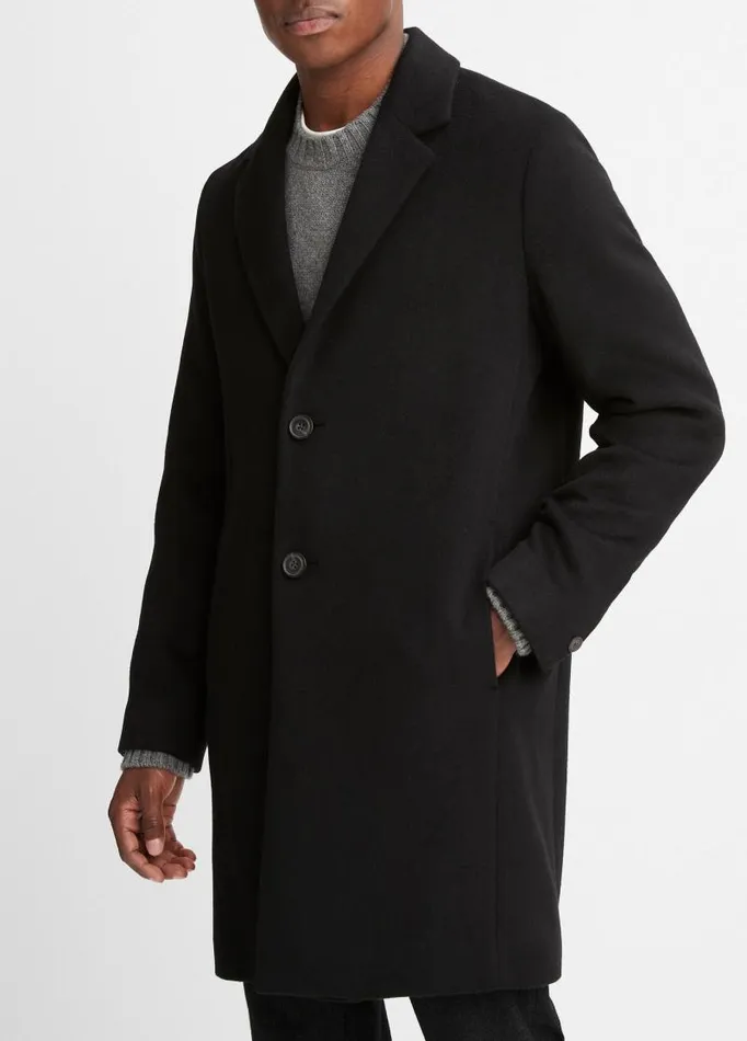 Men Jackets and Outerwear Vince Classic WoolBlend Coat Black