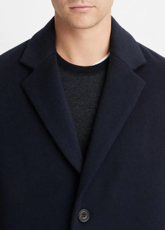 Men Jackets and Outerwear Vince Classic WoolBlend Coat Coastal Blue
