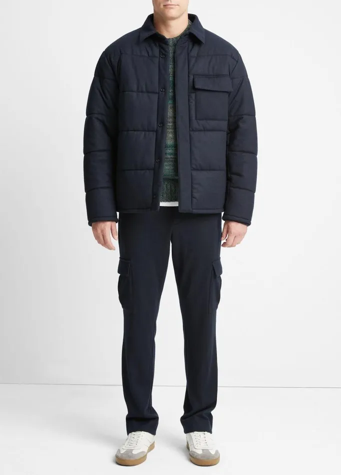 Men Jackets and Outerwear Vince Cozy Wool Quilted Jacket Coastal Blue