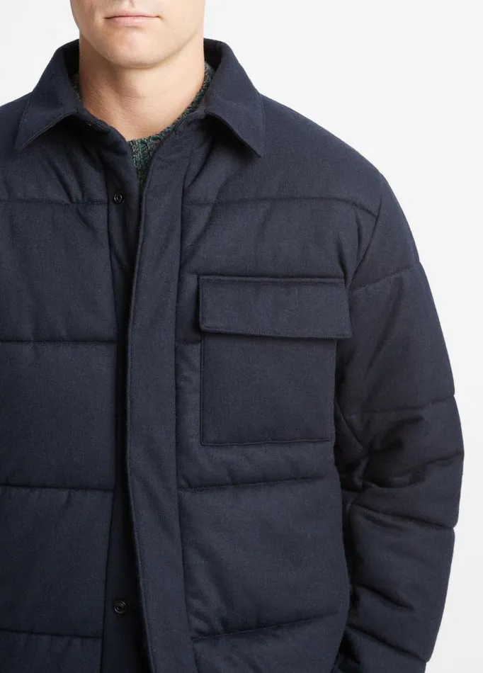 Men Jackets and Outerwear Vince Cozy Wool Quilted Jacket Coastal Blue
