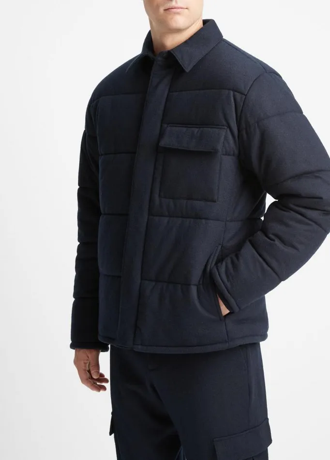 Men Jackets and Outerwear Vince Cozy Wool Quilted Jacket Coastal Blue