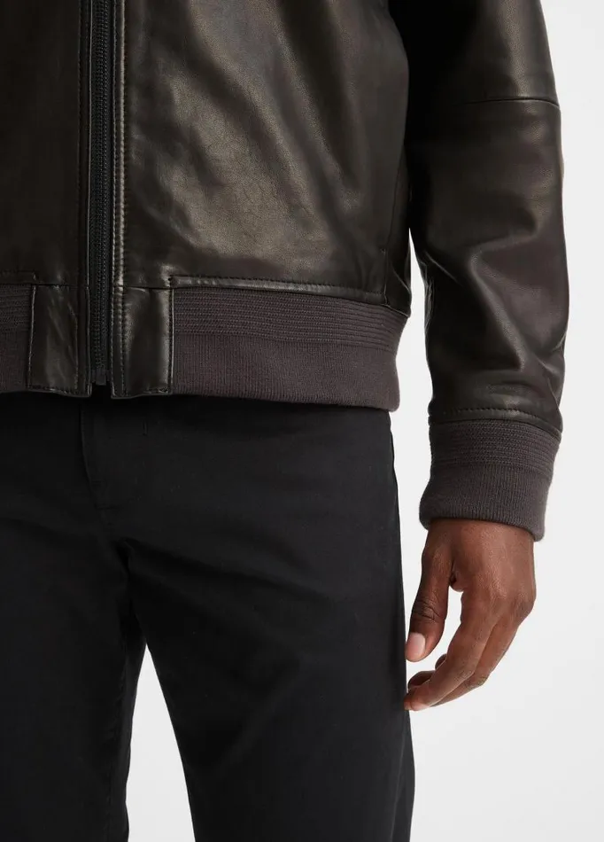 Men Jackets and Outerwear Vince Leather Harrington Bomber Jacket Black