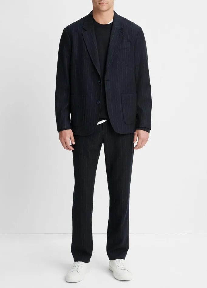 Men Jackets and Outerwear Vince Pinstripe Virgin WoolBlend Flannel Blazer Coastal Bluebone Men Jackets and Outerwear Vince Pinstripe Virgin WoolBlend Flannel Blazer Coastal Bluebone