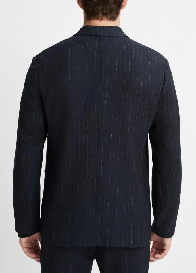 Men Jackets and Outerwear Vince Pinstripe Virgin WoolBlend Flannel Blazer Coastal Bluebone