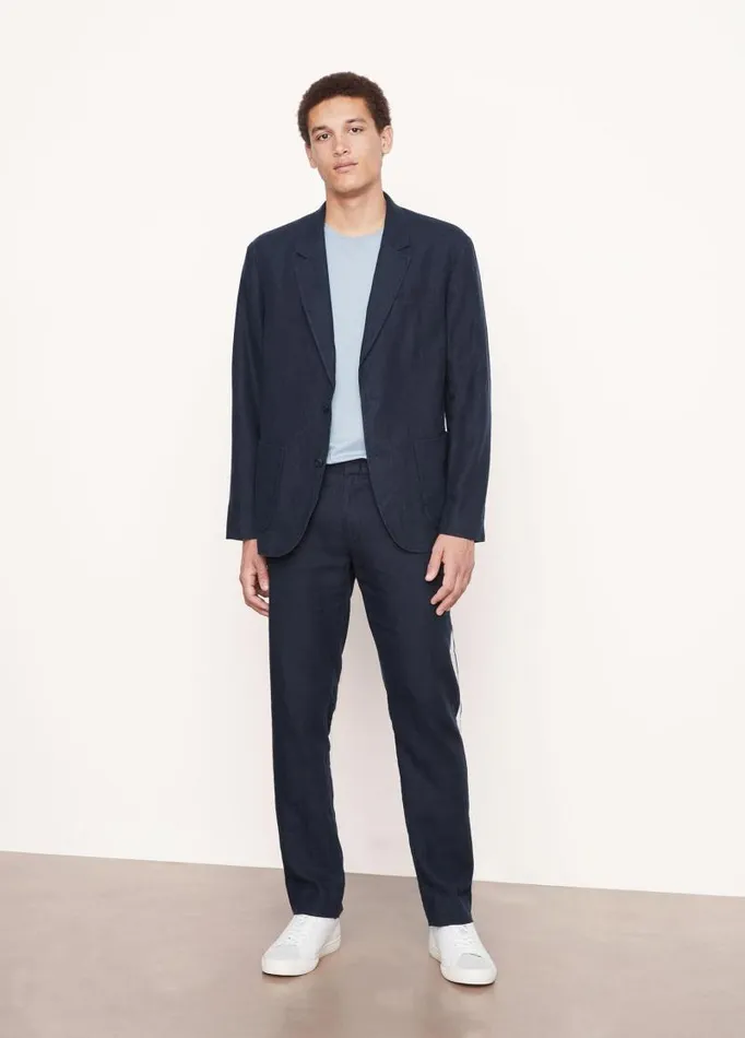 Men Jackets and Outerwear Vince Relaxed Hemp Blazer Coastal Blue