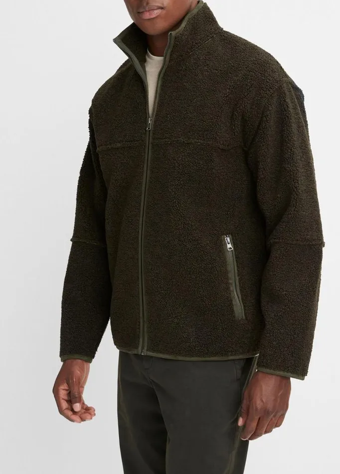 Men Jackets and Outerwear Vince Sherpa Jacket Moss Green