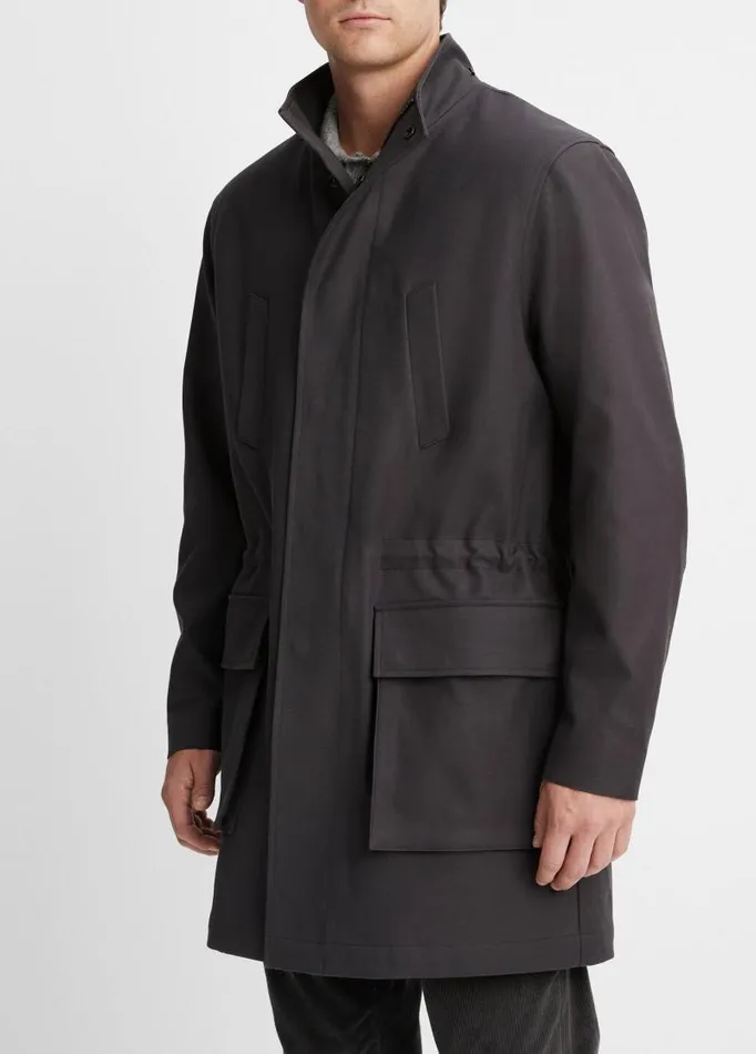Men Jackets and Outerwear Vince SherpaLined Parka Soft Blackdeco Cream