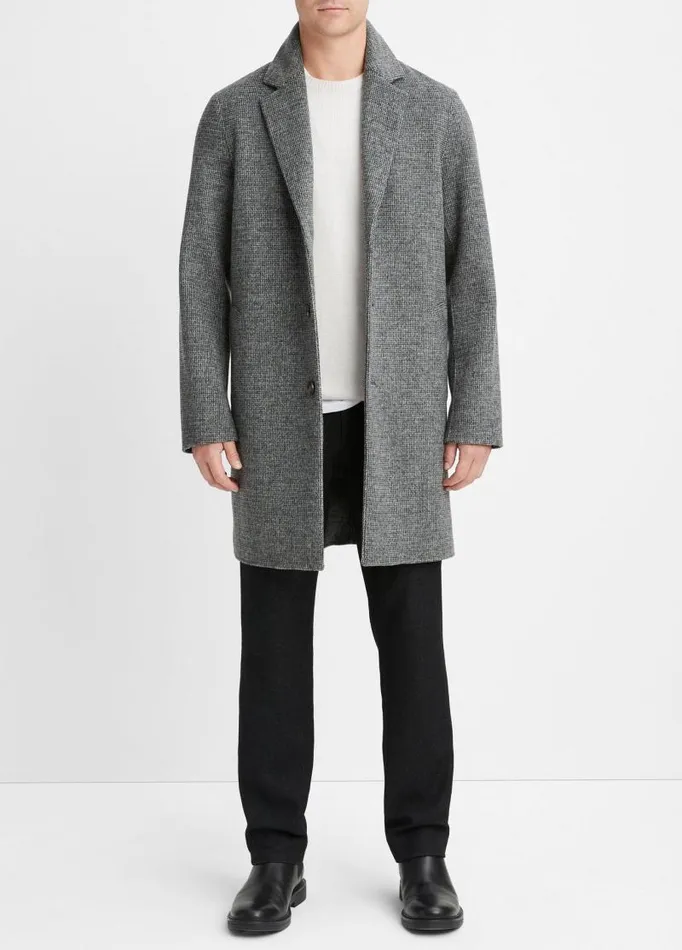 Men Jackets and Outerwear Vince Splittable WoolBlend Coat Heather Black