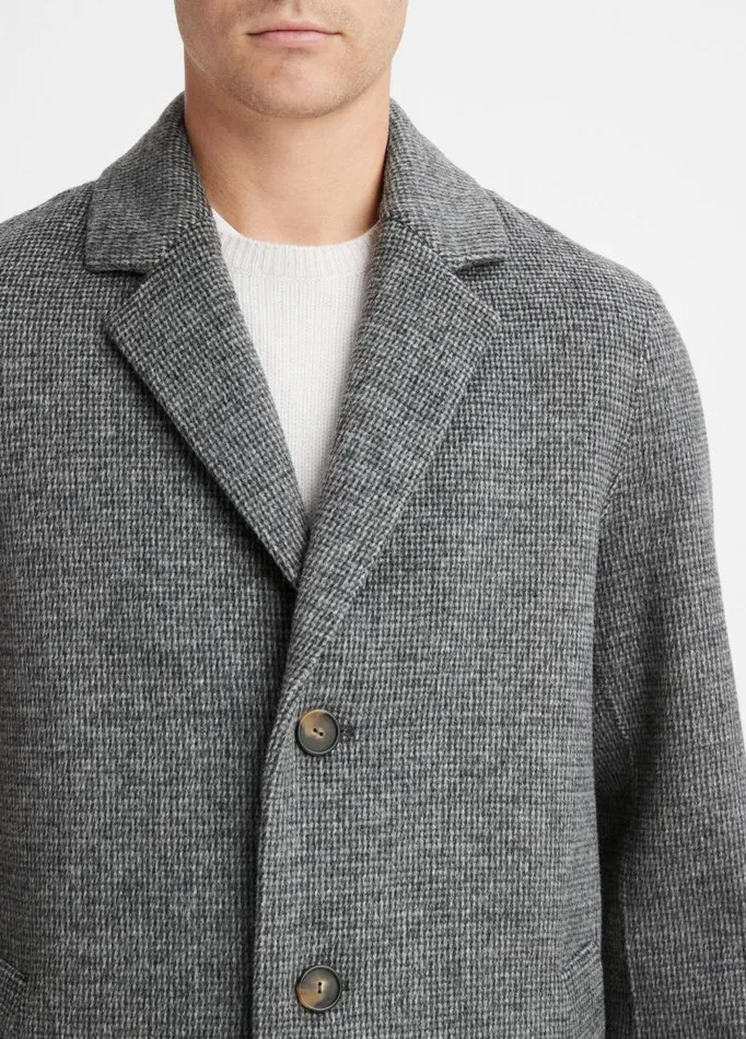 Men Jackets and Outerwear Vince Splittable WoolBlend Coat Heather Black