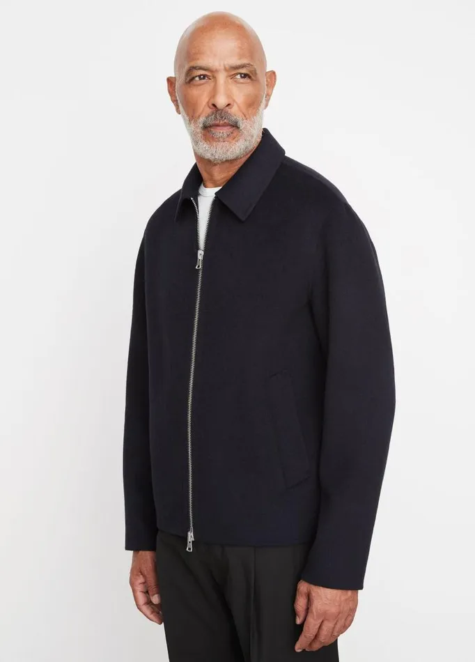 Men Jackets and Outerwear Vince Splittable WoolBlend ZipUp Jacket Coastal Blue
