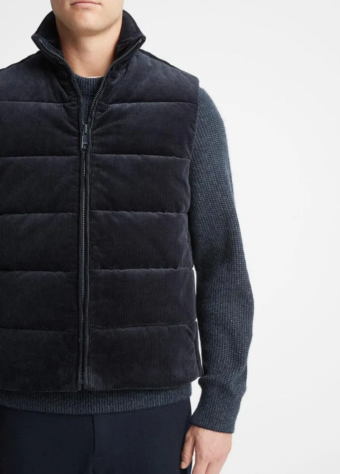 Men Jackets and Outerwear Vince WideWale Corduroy Vest Coastal Blue