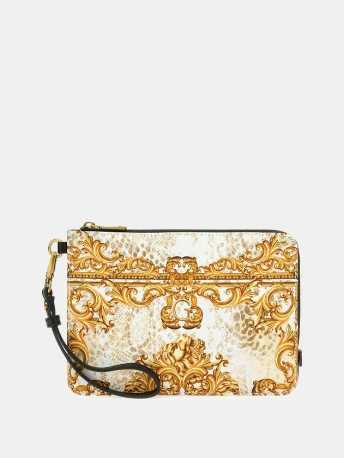 Men King Baroqueprint Clutch Multi Gold Guess City Bags