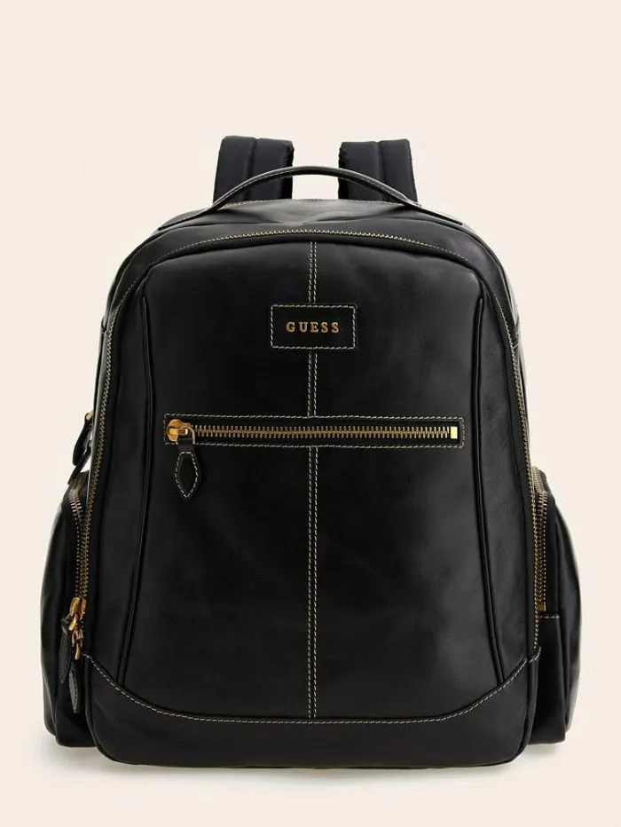 Men Lario Real Leather Backpack Black Guess Backpacks And Bum Bags