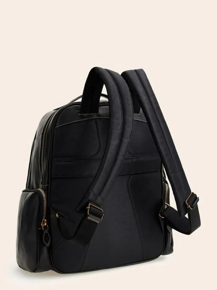 Men Lario Real Leather Backpack Black Guess Backpacks And Bum Bags