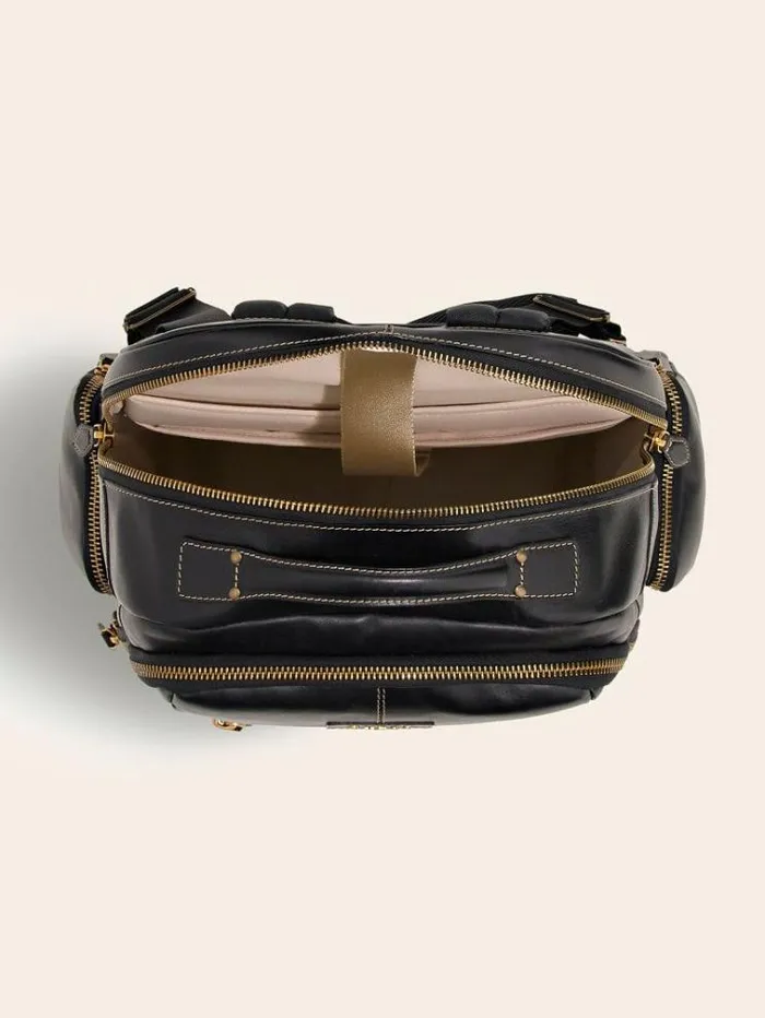 Men Lario Real Leather Backpack Black Guess Backpacks And Bum Bags