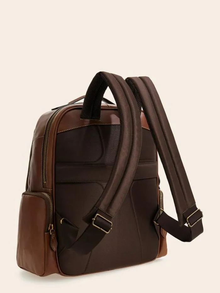 Men Lario Real Leather Backpack Brown Guess Backpacks And Bum Bags