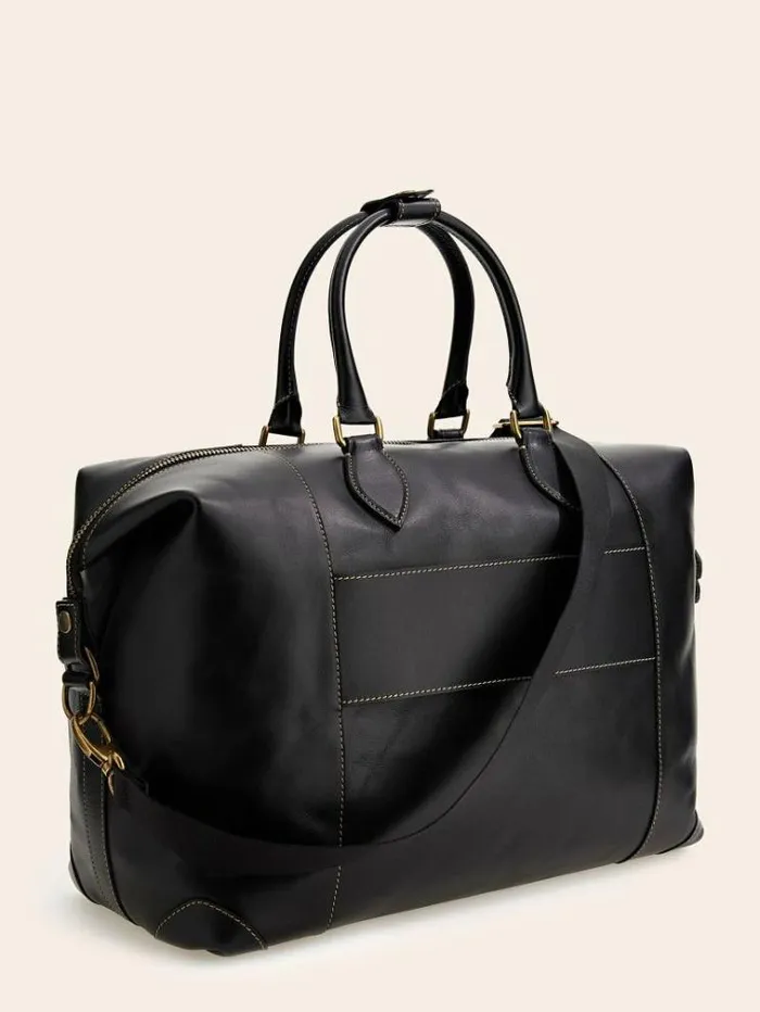 Men Lario Real Leather Large Weekender Bag Black Guess Travel Bags