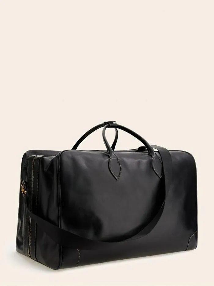 Men Lario Real Leather Weekender Bag Black Guess Travel Bags