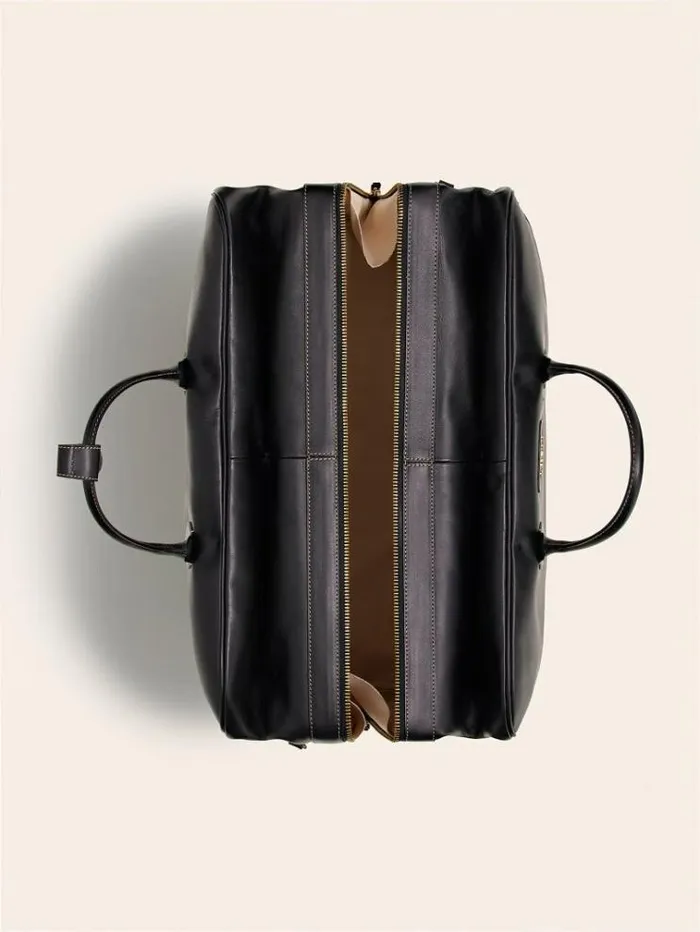 Men Lario Real Leather Weekender Bag Black Guess Travel Bags