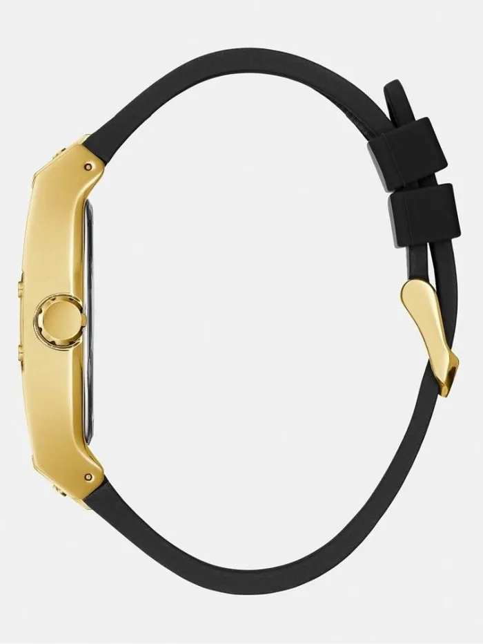 Men Leather Analogue Watch Black Guess Watches