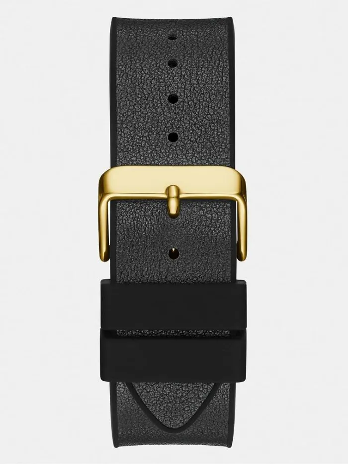 Men Leather Analogue Watch Black Guess Watches