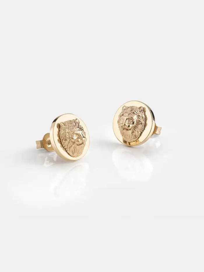 Men lion King Earrings Gold Guess Jewellery