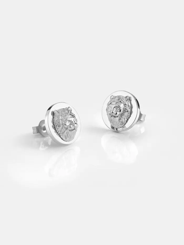 Men lion King Earrings Silver Guess Jewellery