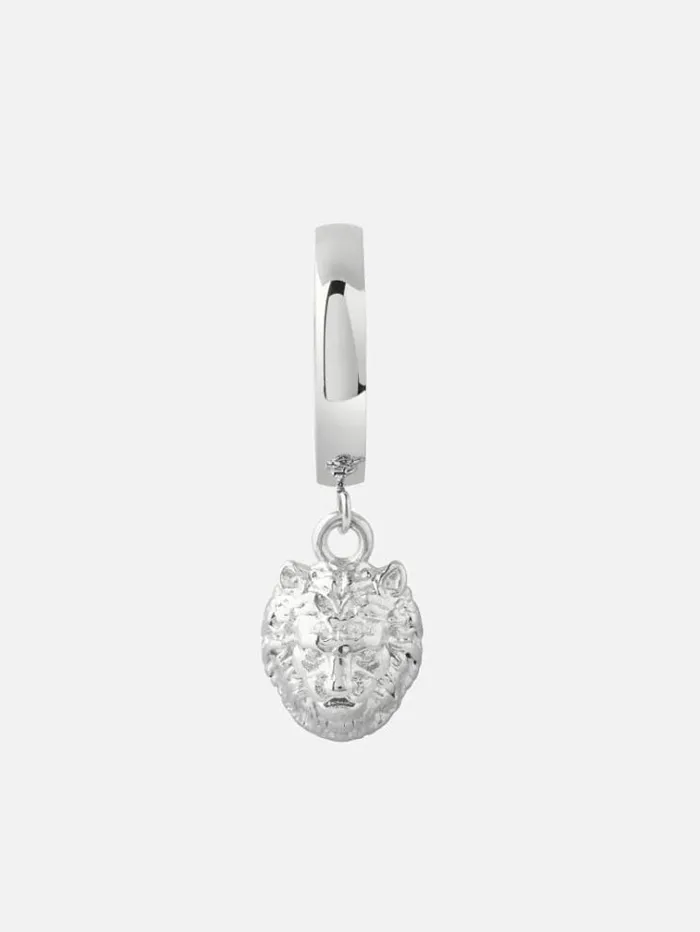 Men lion King Single Earring Silver Guess Jewellery