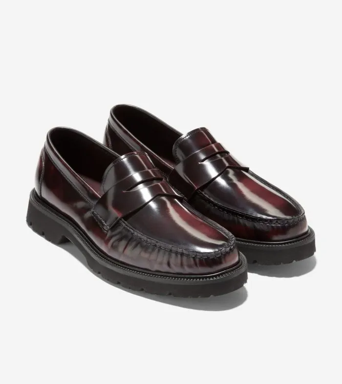 Men Loafers and Drivers Cole Haan American Classics Penny Loafer Deep Burgundyblack