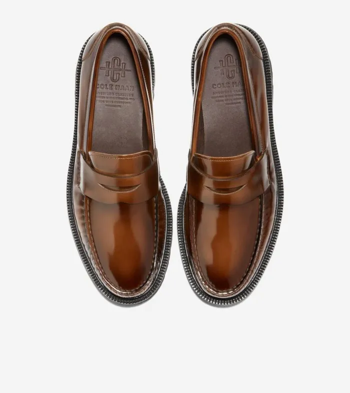 Men Loafers and Drivers Cole Haan American Classics Penny Loafers Dark Chocolate Brushoffblack