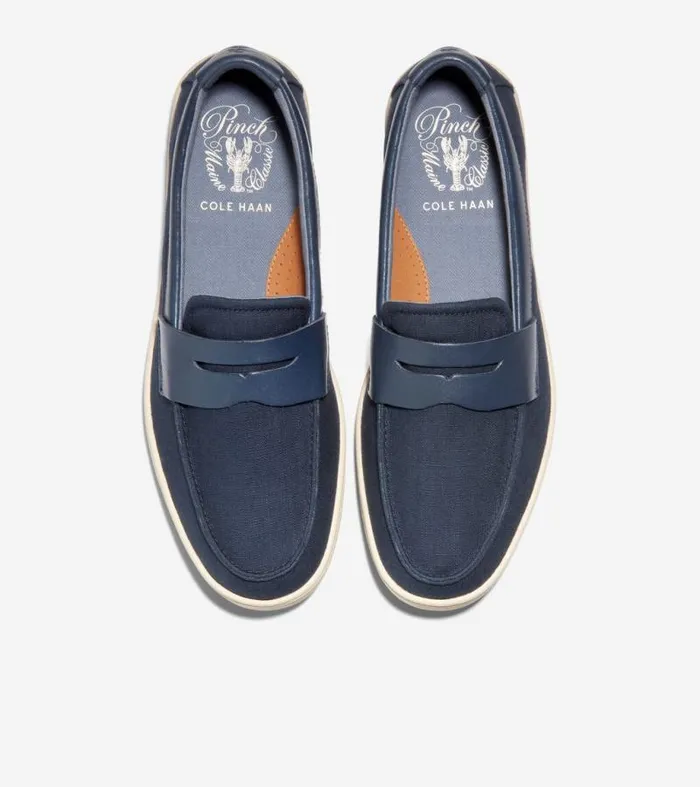 Men Loafers and Drivers Cole Haan Canvas Pinch Weekender Penny Loafers Navy Blazer Blueangora