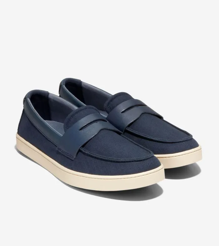Men Loafers and Drivers Cole Haan Canvas Pinch Weekender Penny Loafers Navy Blazer Blueangora