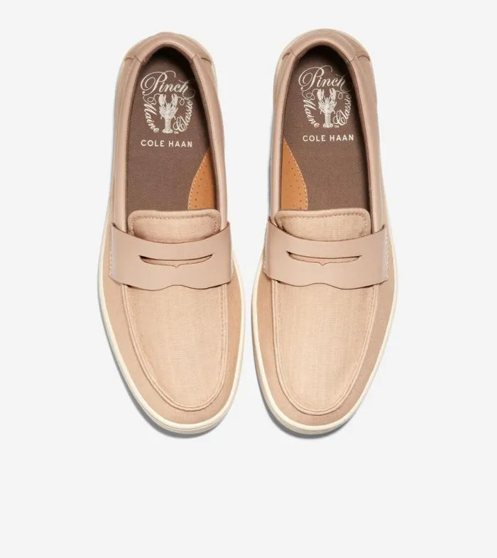 Men Loafers and Drivers Cole Haan Canvas Pinch Weekender Penny Loafers Sesame Tanangora