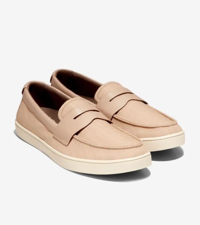 Men Loafers and Drivers Cole Haan Canvas Pinch Weekender Penny Loafers Sesame Tanangora