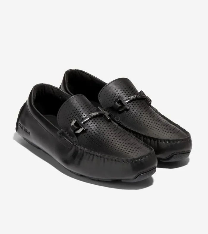Men Loafers and Drivers Cole Haan Grand Laser Bit Driving Loafers Black