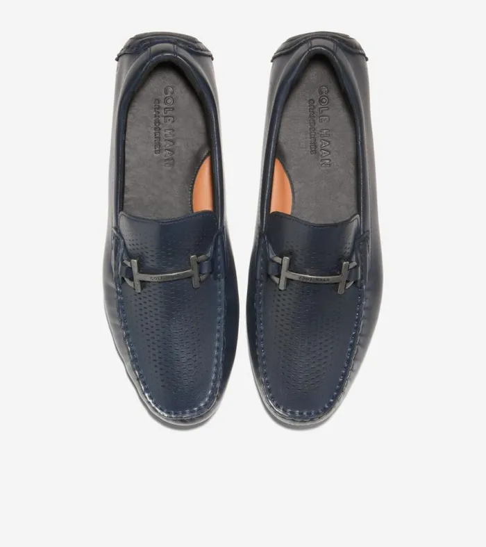 Men Loafers and Drivers Cole Haan Grand Laser Bit Driving Loafers Navy Blazer Blueblack