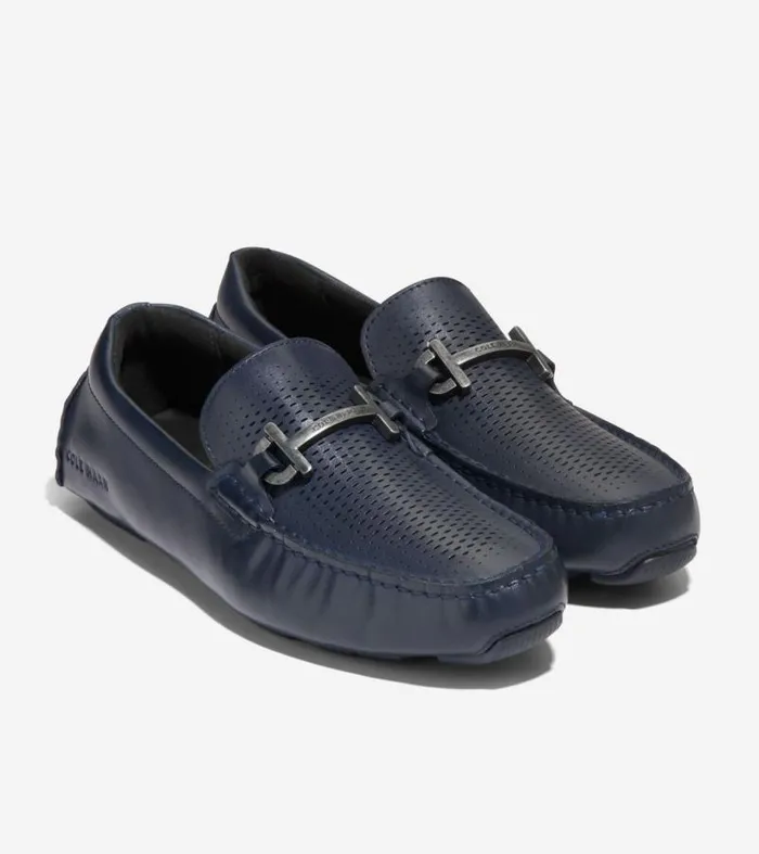 Men Loafers and Drivers Cole Haan Grand Laser Bit Driving Loafers Navy Blazer Blueblack