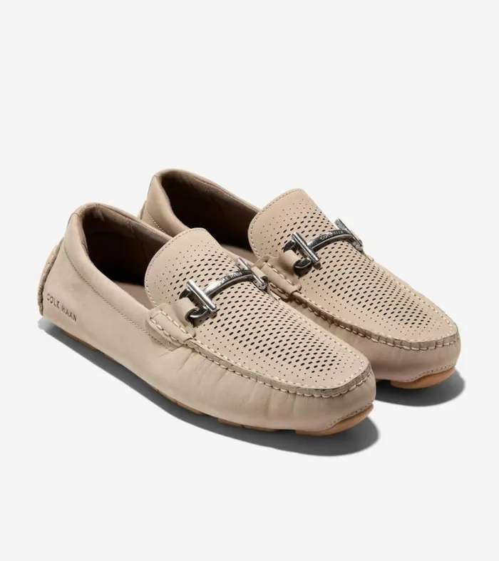 Men Loafers and Drivers Cole Haan Grand Laser Bit Driving Loafers Sesamegum