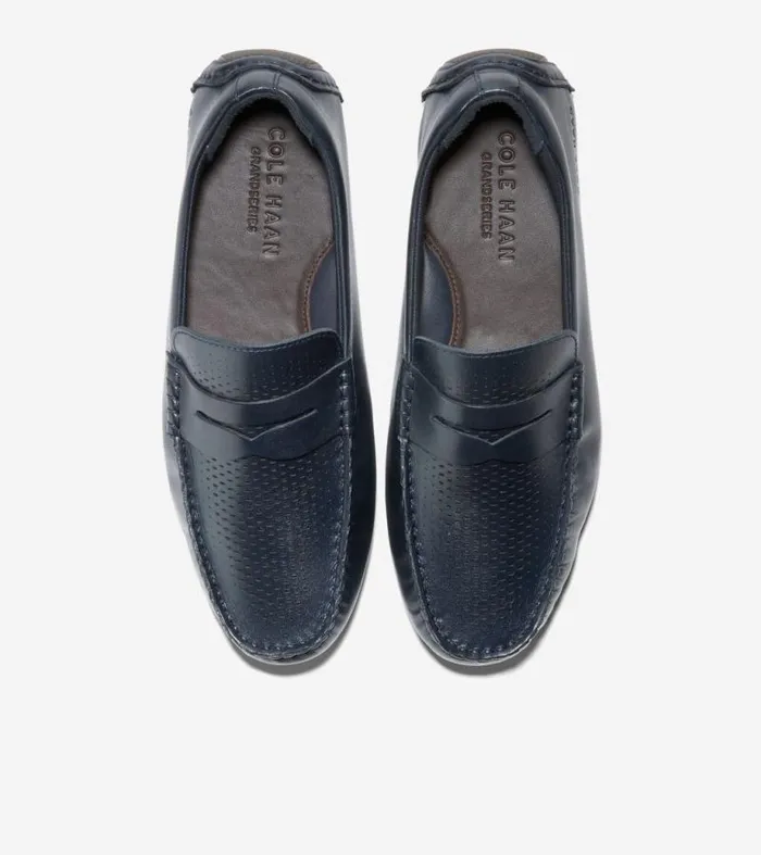 Men Loafers and Drivers Cole Haan Grand Laser Penny Drivers Navy Blazerdark Chocolate