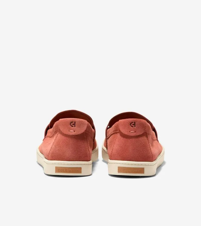 Men Loafers and Drivers Cole Haan Pinch Weekender Penny Loafers Redwood Suedewhite Cap Gray