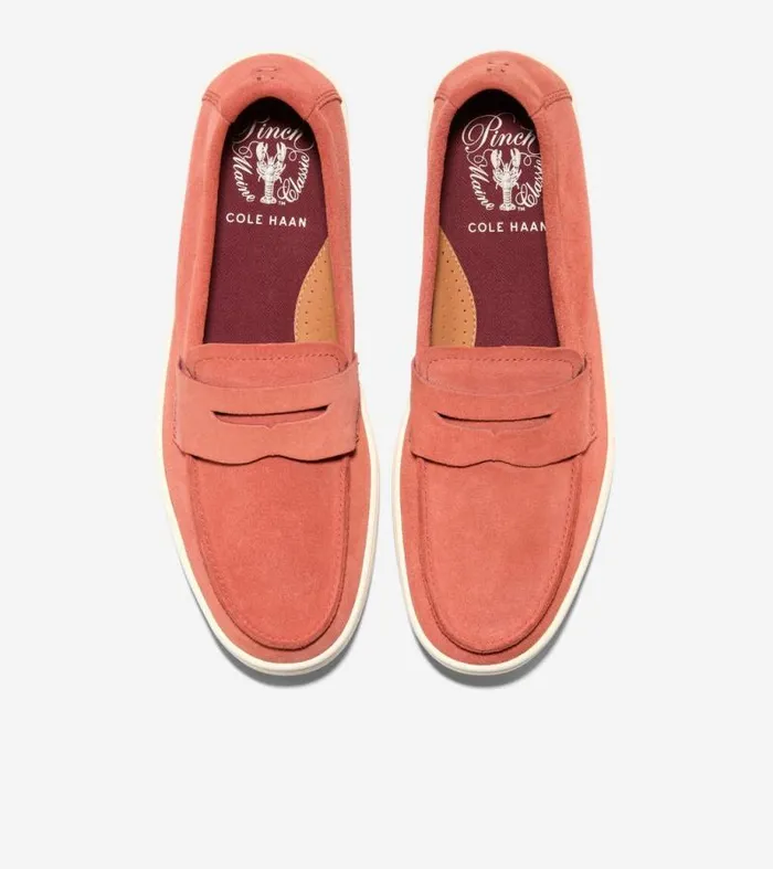 Men Loafers and Drivers Cole Haan Pinch Weekender Penny Loafers Redwood Suedewhite Cap Gray