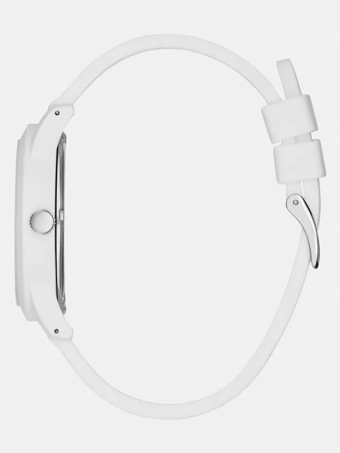 Men Logo Analogue Watch White Guess Watches
