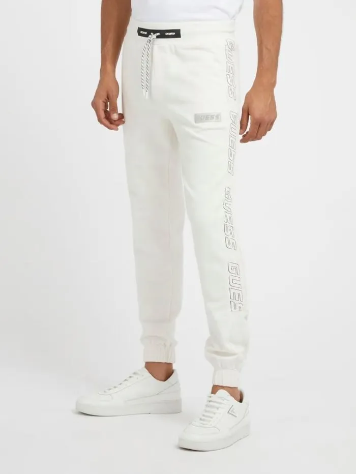 Men Logo Band Jogger Pants White Guess Trousers